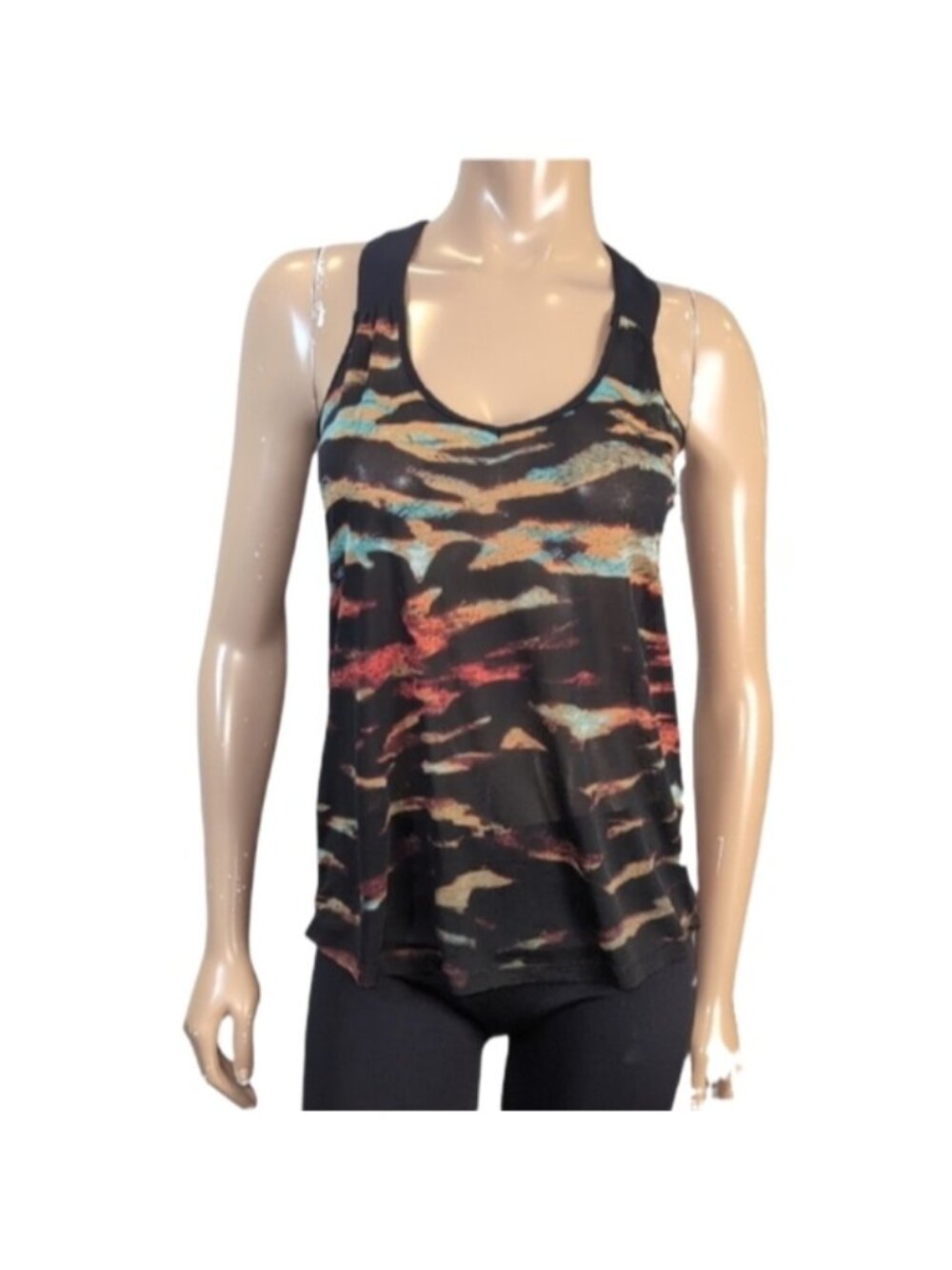 💠Vintage Y2K Dynamite Sheer Tank Top Camo Sleeveless Racerback Womens Small